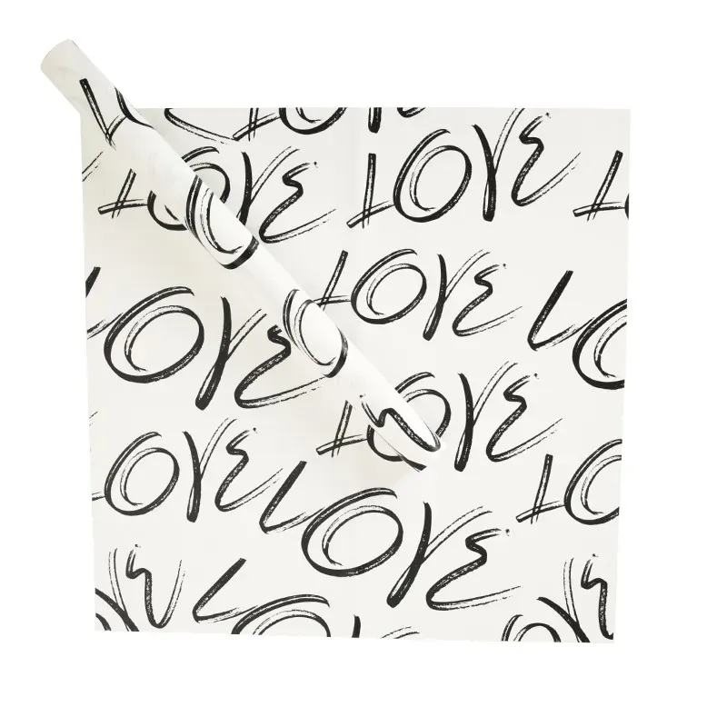 Белый целлофан с черной надписью "Love" 58x58 см #111