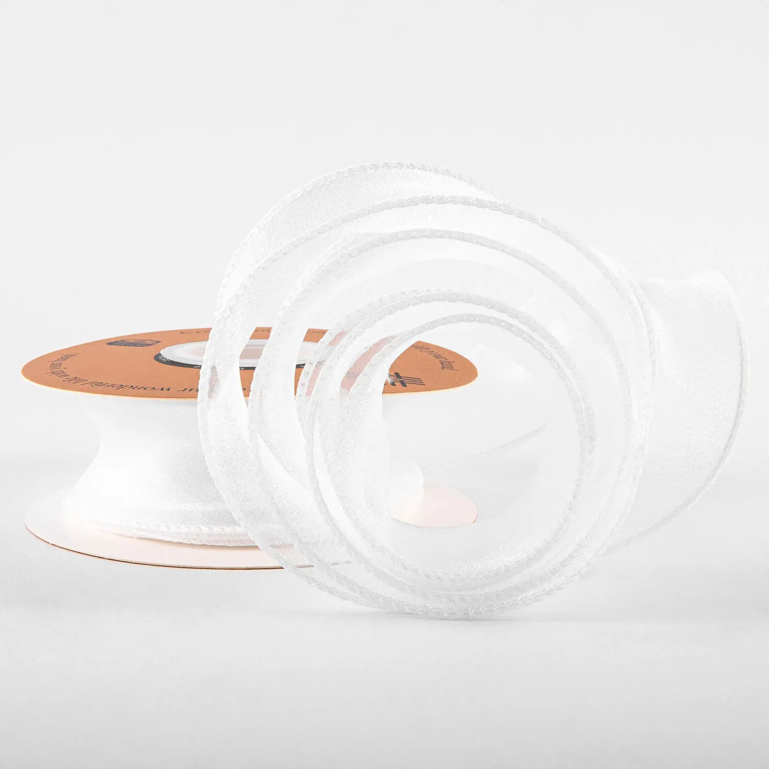 Panglică din organza "Uni", alba,  4cm / 9,11m #01