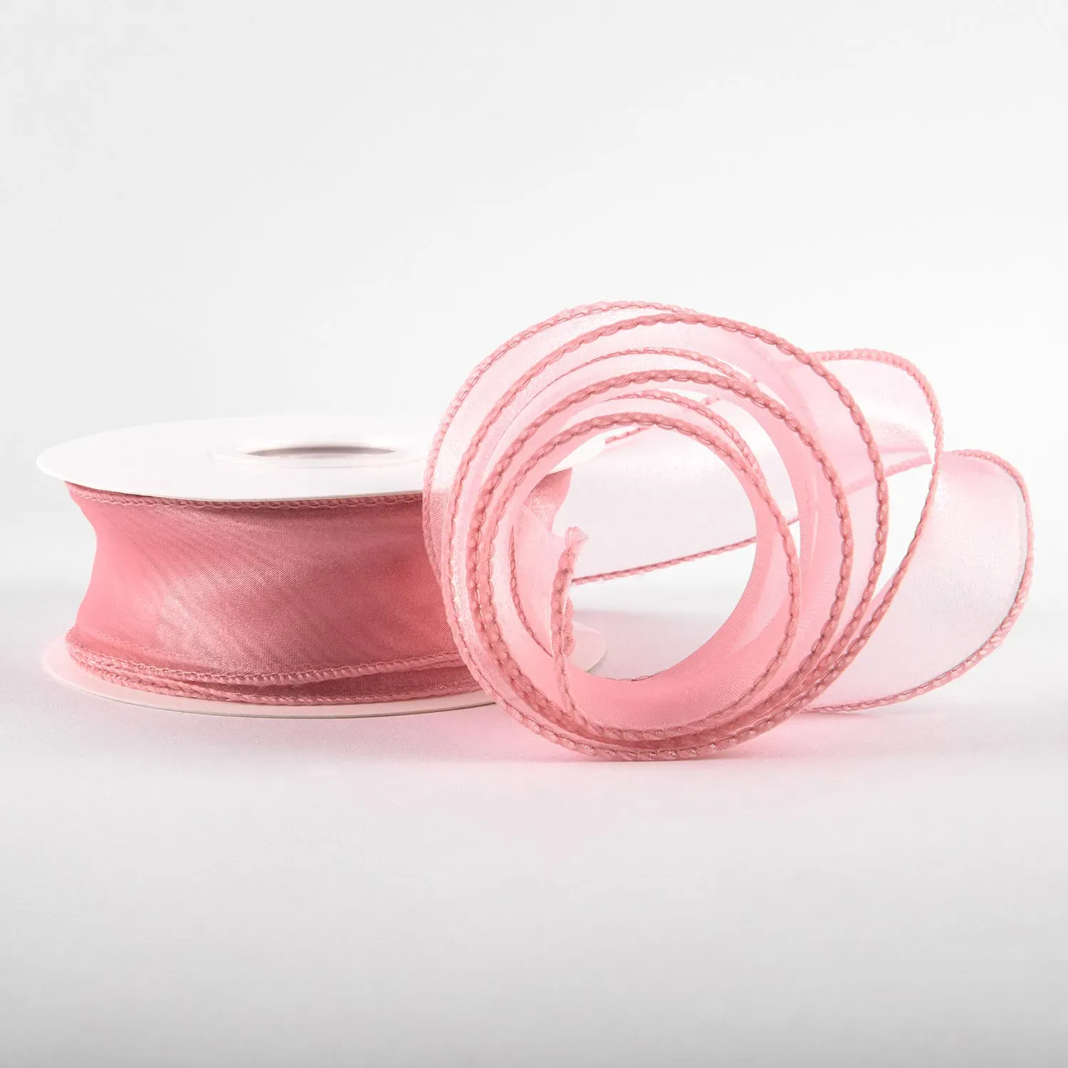 Panglică din organza "Uni", roz,  4cm / 9,11m #96