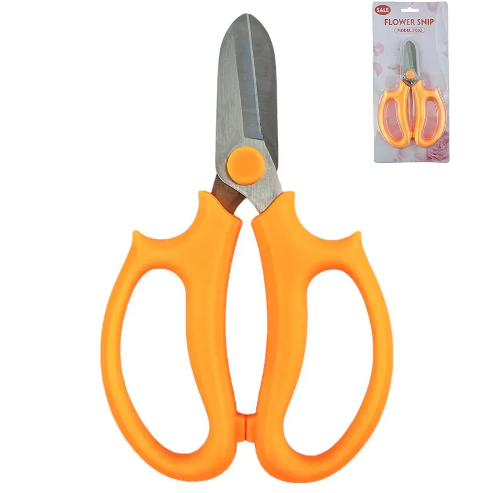 Foarfece florale portocalii, fier + plastic, 16,5/9,5