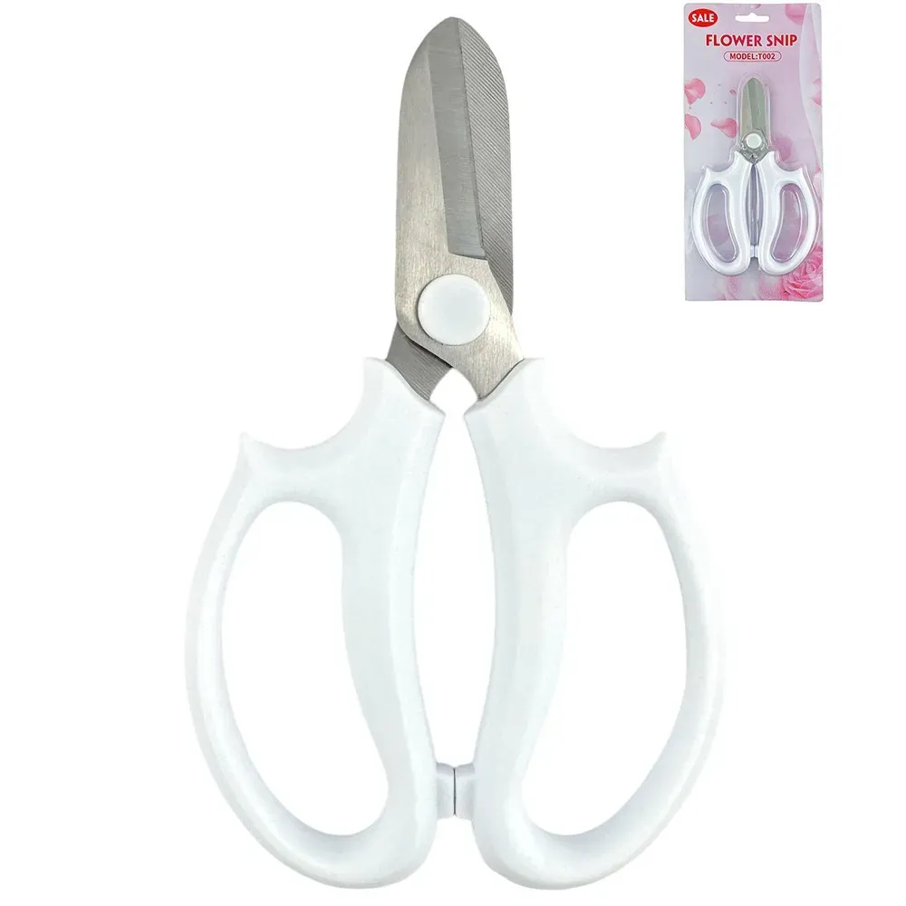 Foarfece florale albe, fier + plastic, 16,5/9,5