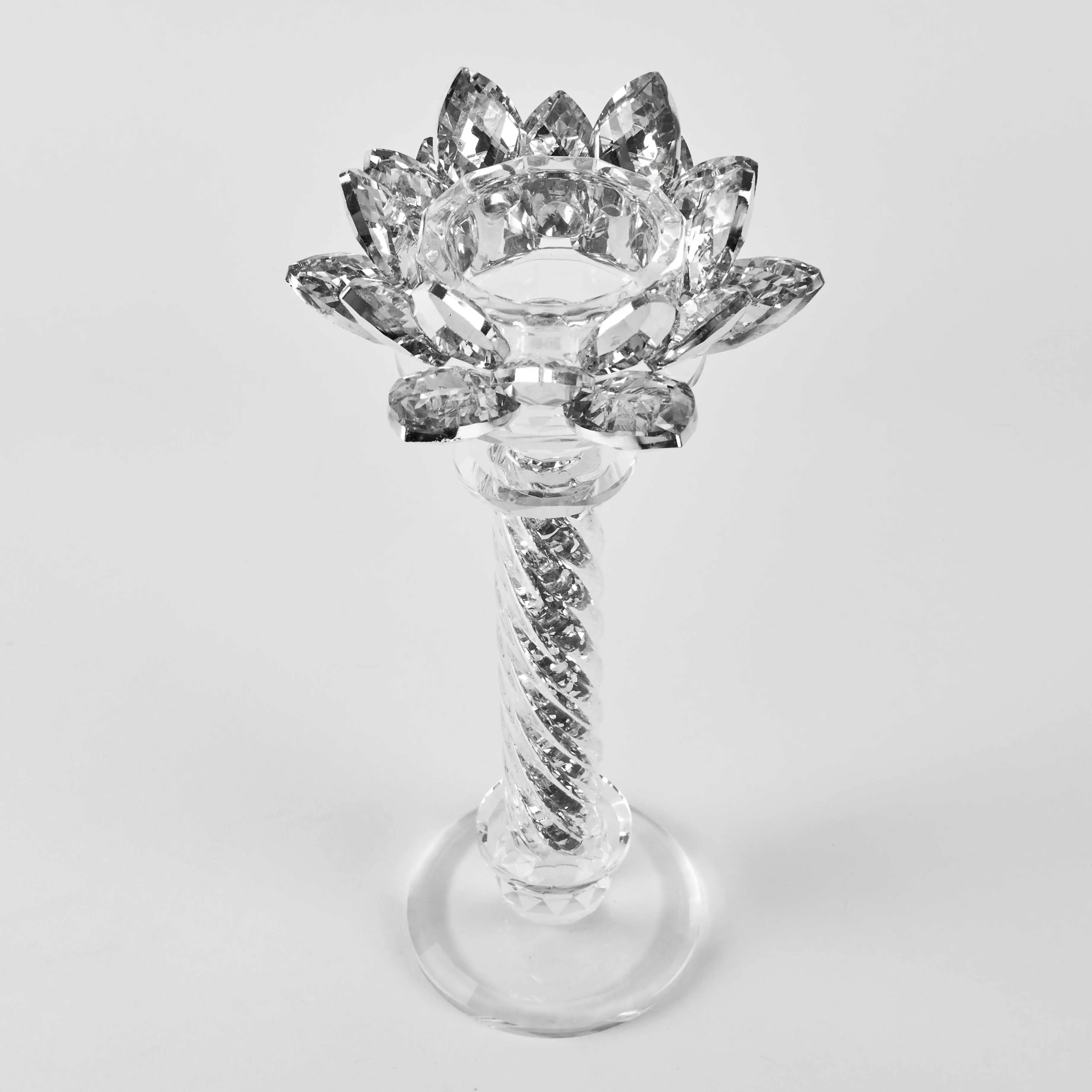 Glass candle holder with glass splinters for 1 candle photo 2