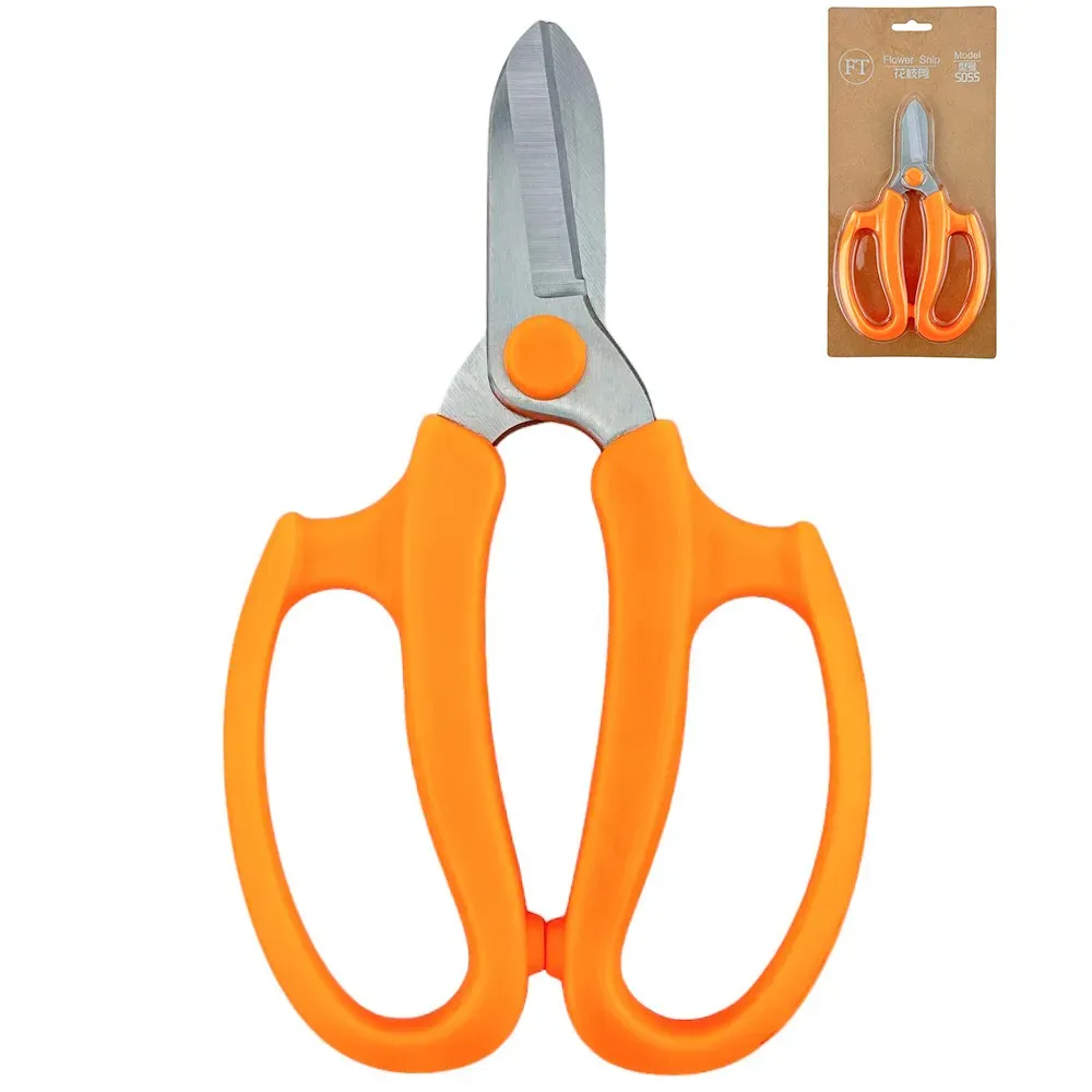 Foarfece florale portocalii, fier + plastic, 17/10,5