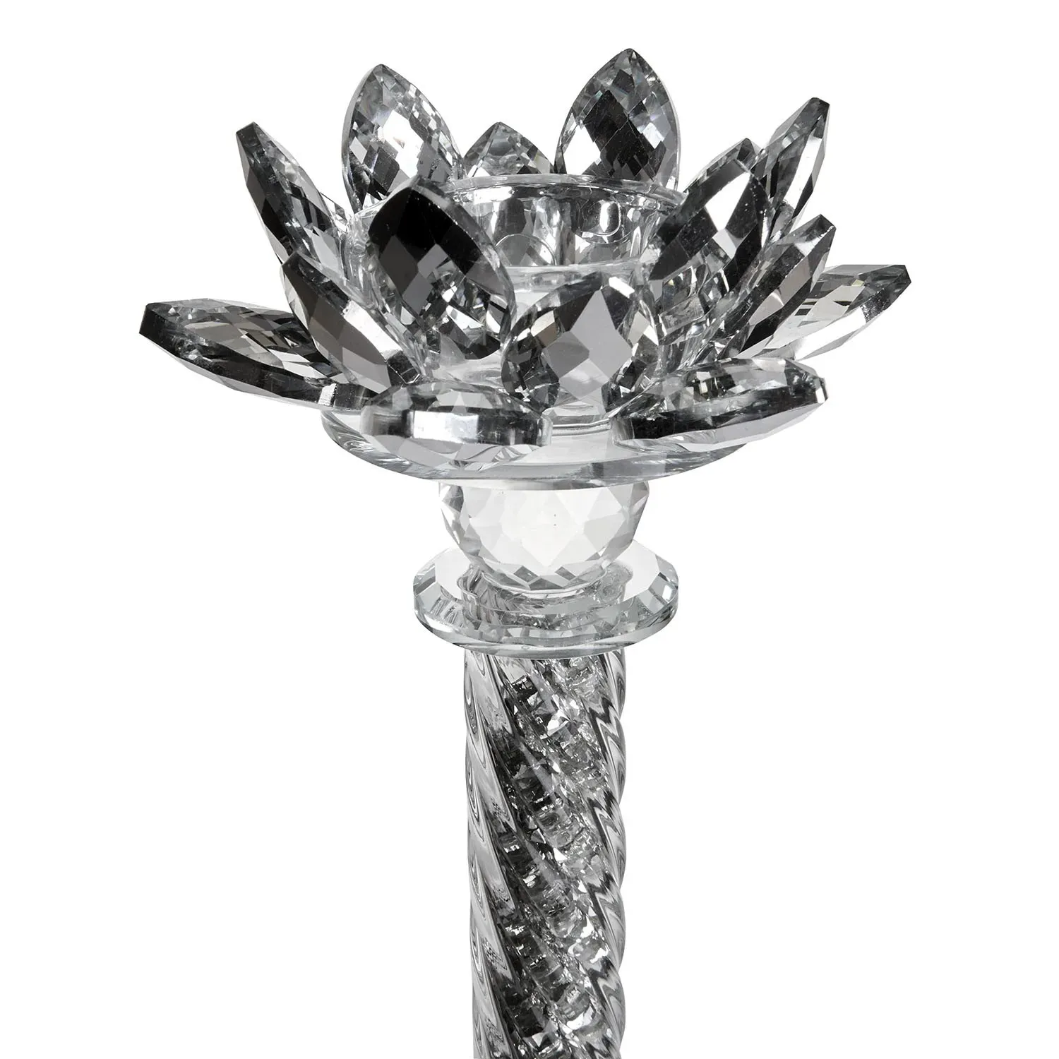Glass candle holder with glass splinters for 1 candle 19cm photo 2