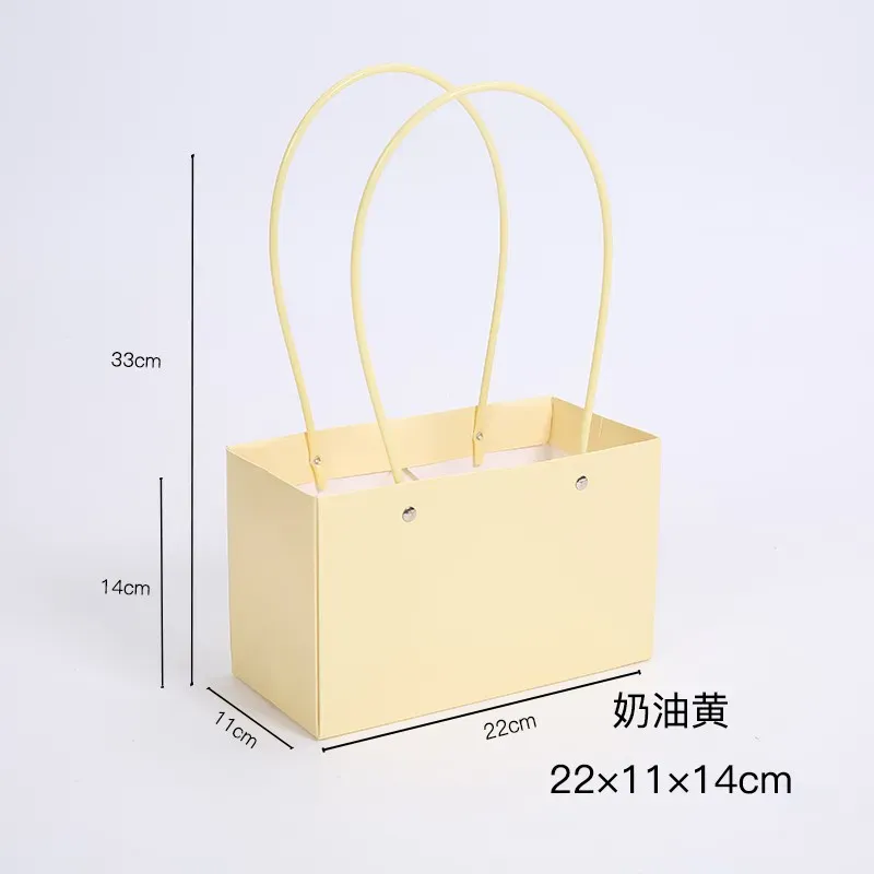 Wide beige flower bag with silicone handles, 22/11/14