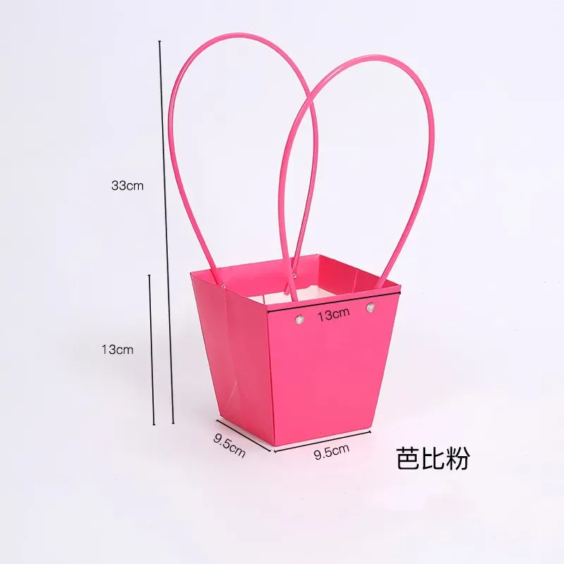 Geanta cu flori fuchsia, cu manere din silicon, 9,5/9,5/13/13