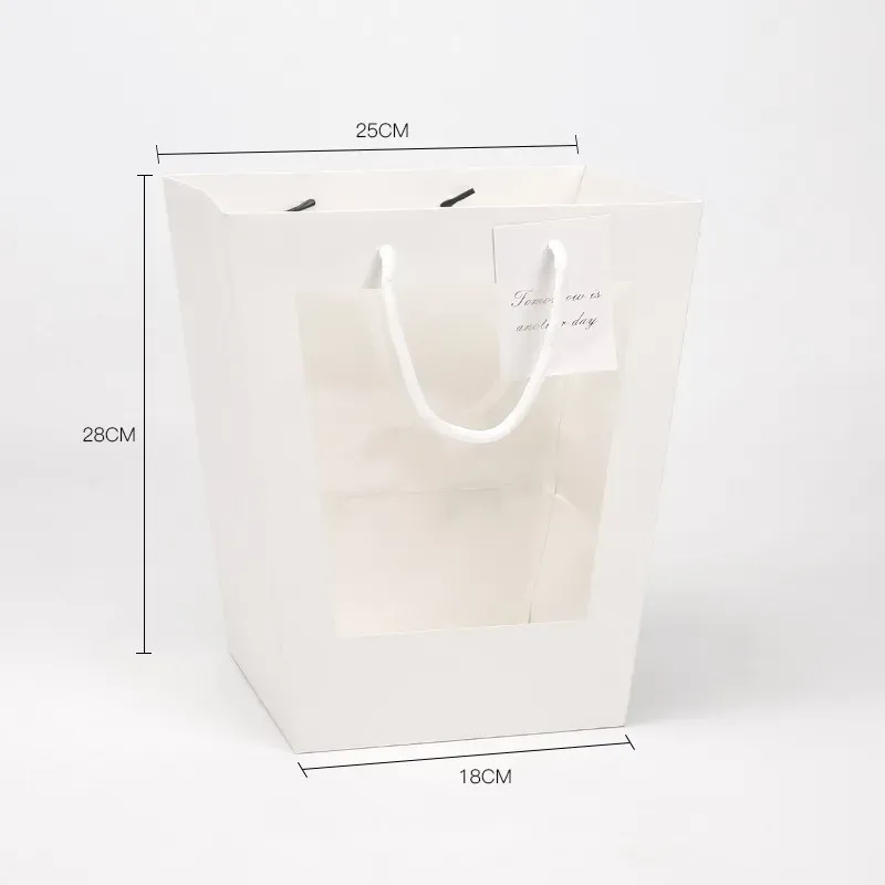 Set of 5 white flower bags 25x18x28 cm