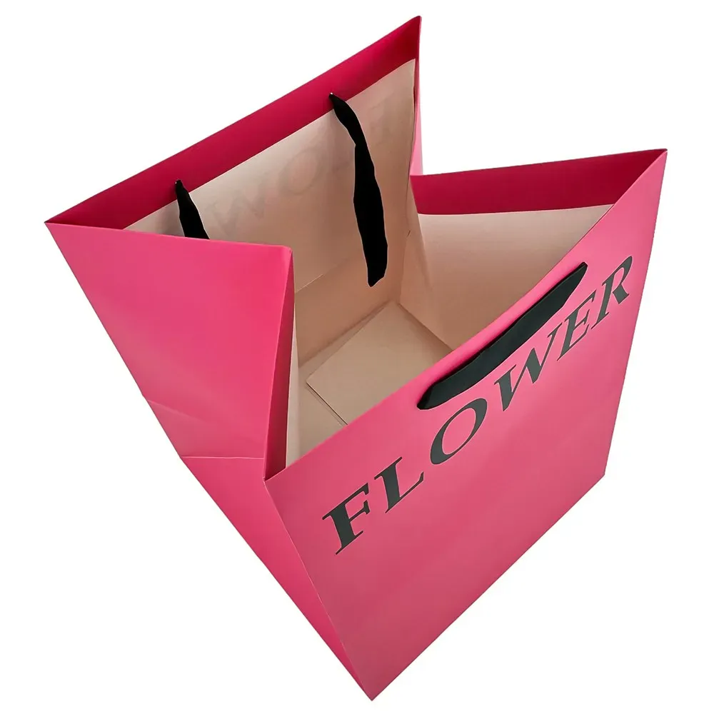 Set 2 pungi roz, cu text „Floare”, pentru flori 32x32x40 cm photo 2