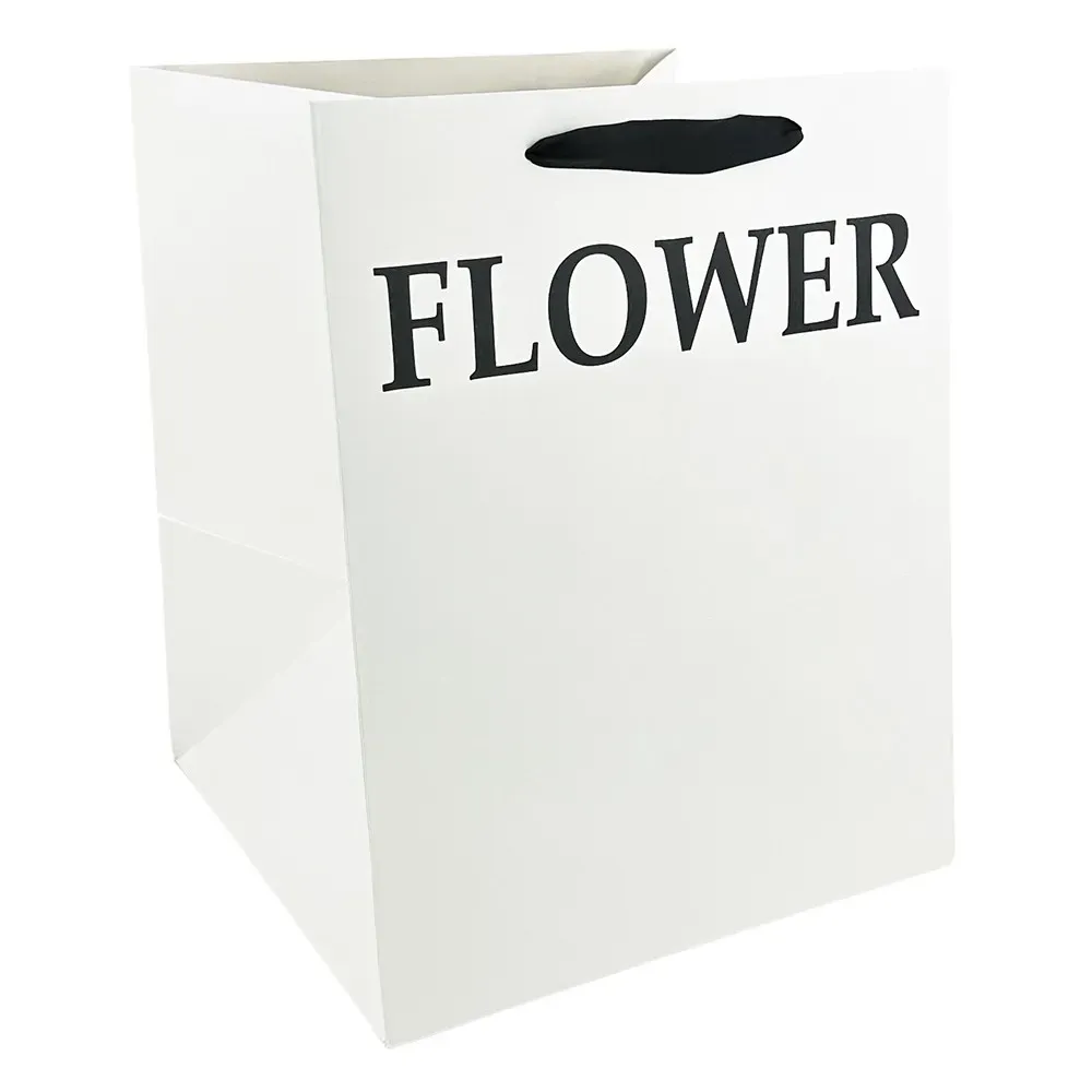 Set 2 pungi albe, cu text „Floare”, pentru flori 32x32x40 cm