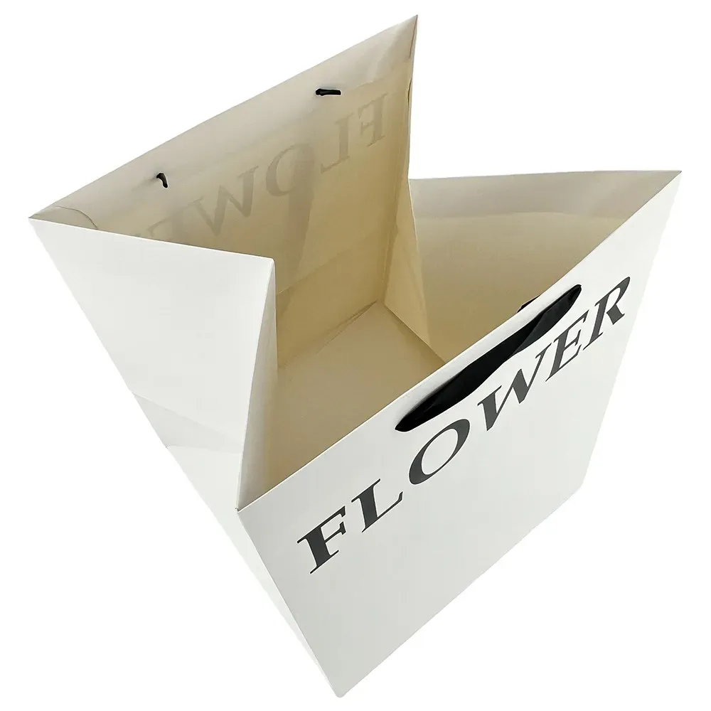 Set 2 pungi albe, cu text „Floare”, pentru flori 32x32x40 cm photo 2