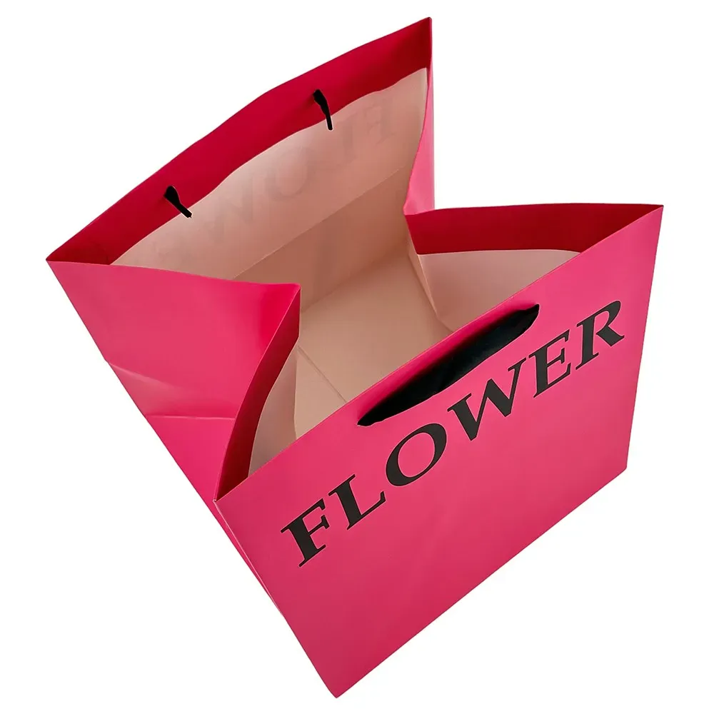 Set 2 pungi roz, cu text „Floare”, pentru flori 28x28x28 cm photo 2