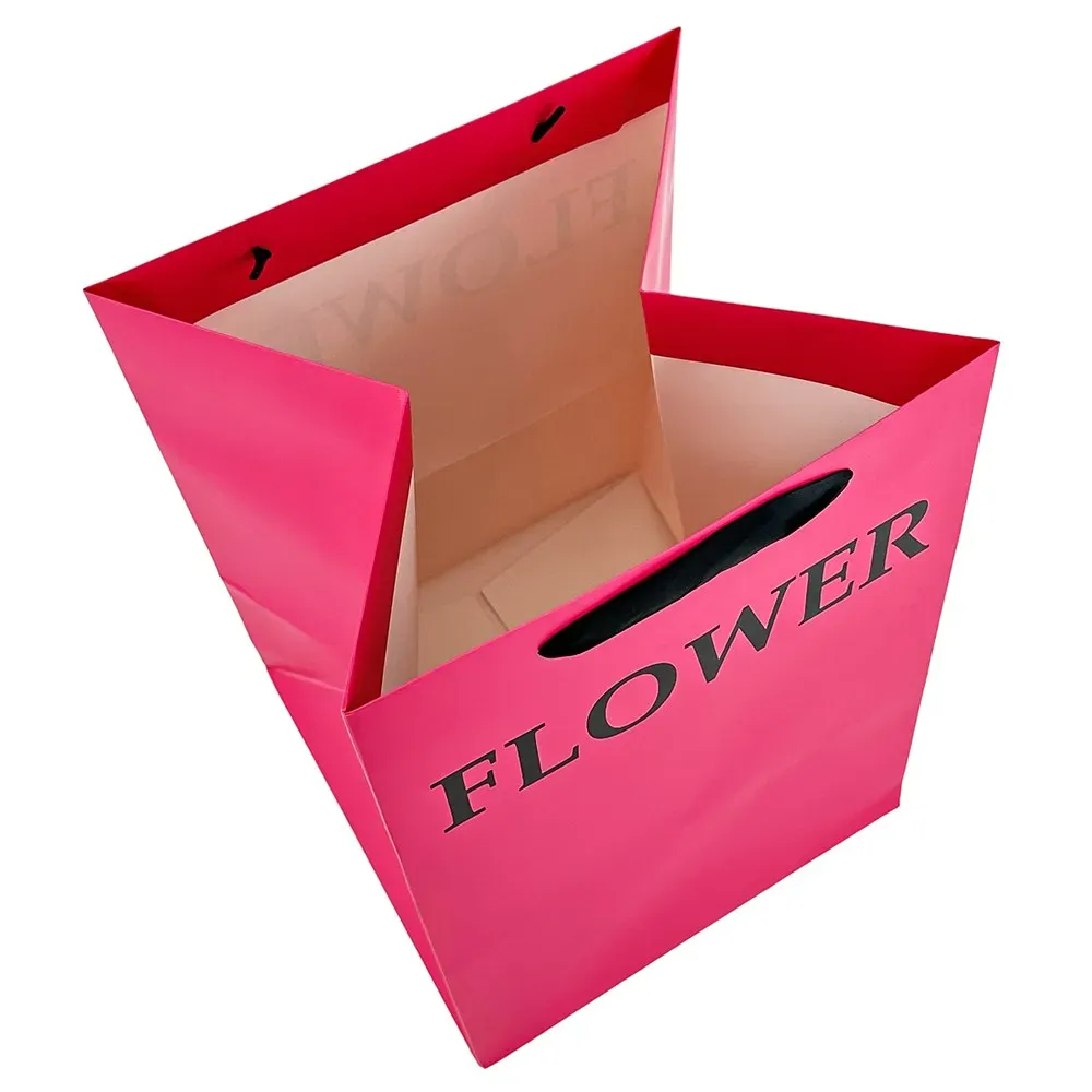 Set 2 pungi roz, cu text „Floare”, pentru flori 25x25x35 cm photo 2