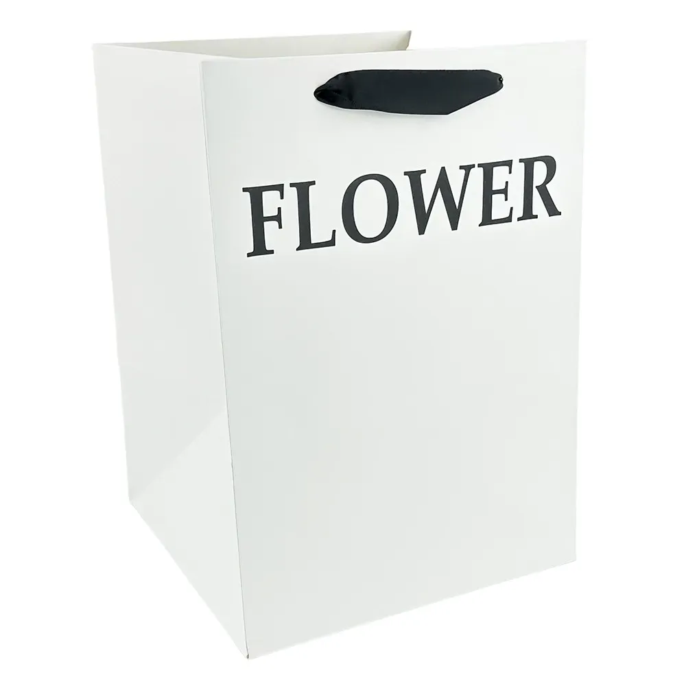 Set of 2 white bags for flowers 25x25x35 cm