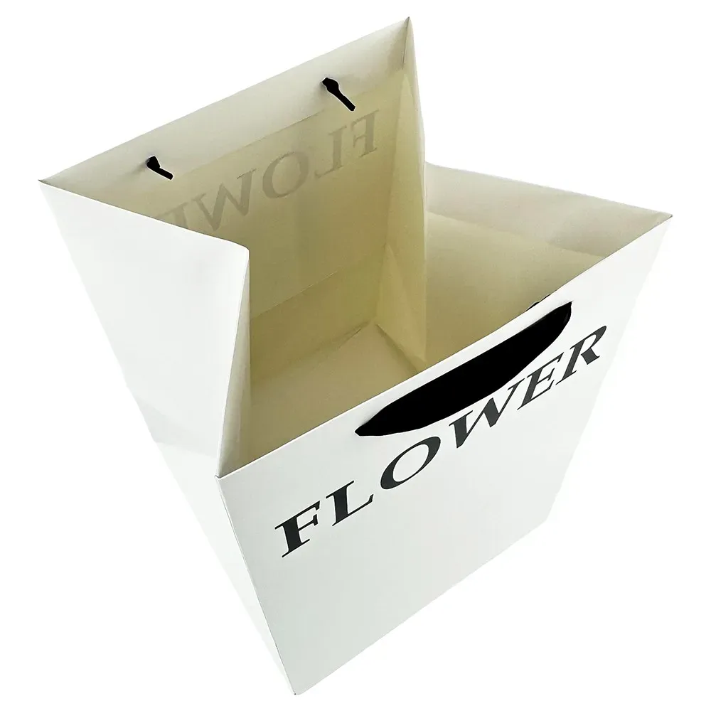 Set of 2 white bags for flowers 25x25x35 cm photo 2