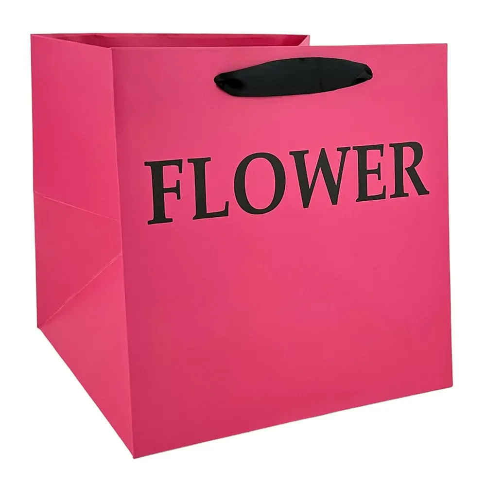 Set 2 pungi roz, cu text „Floare”, pentru flori 25x25x25 cm