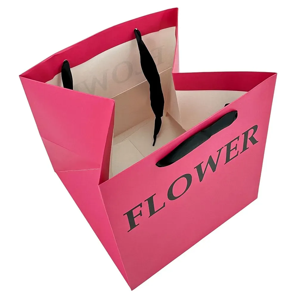 Set 2 pungi roz, cu text „Floare”, pentru flori 25x25x25 cm photo 2