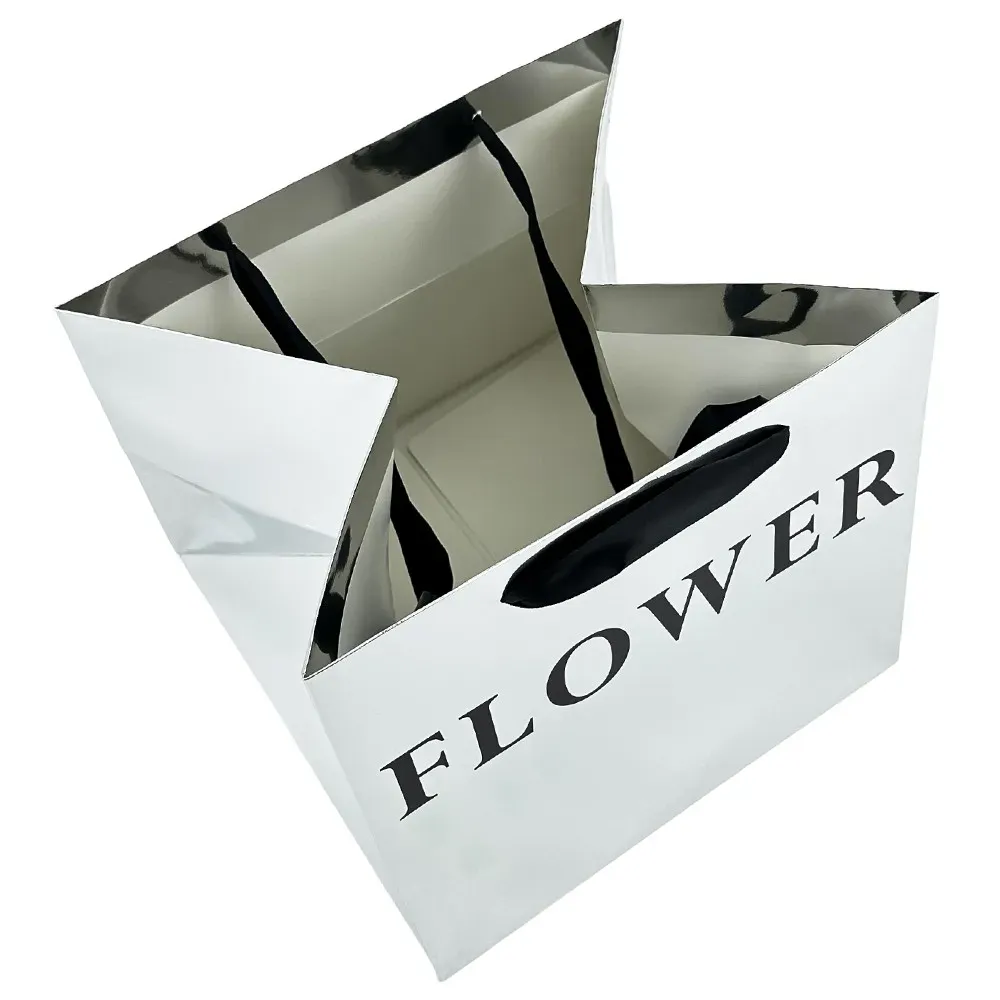 Set 2 pungi de argint, cu text „Floare”, pentru flori 27x27x27 cm photo 2