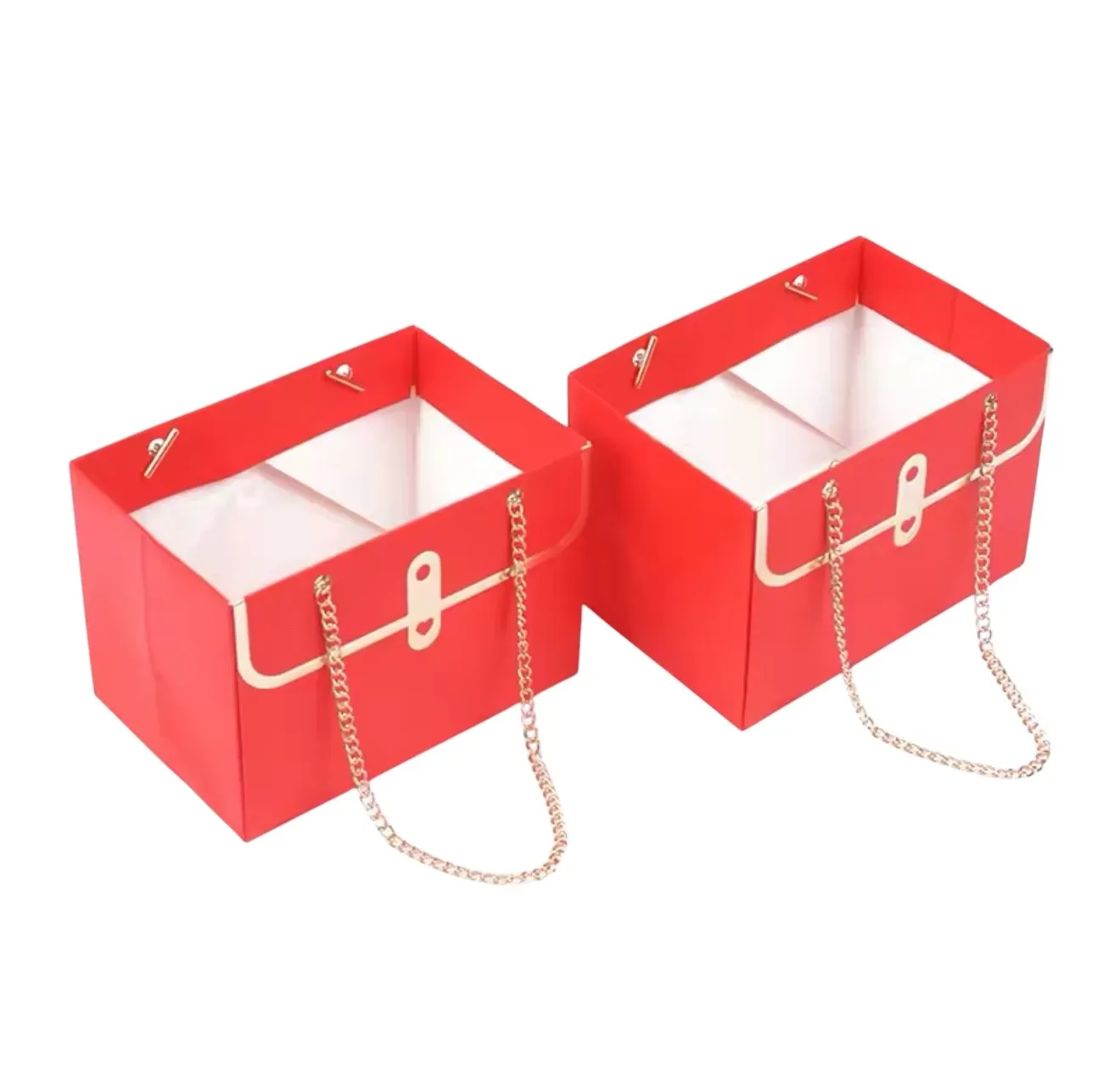 Set 4 genti rosu, pe lant placat cu aur 15x10x10.5 photo 4
