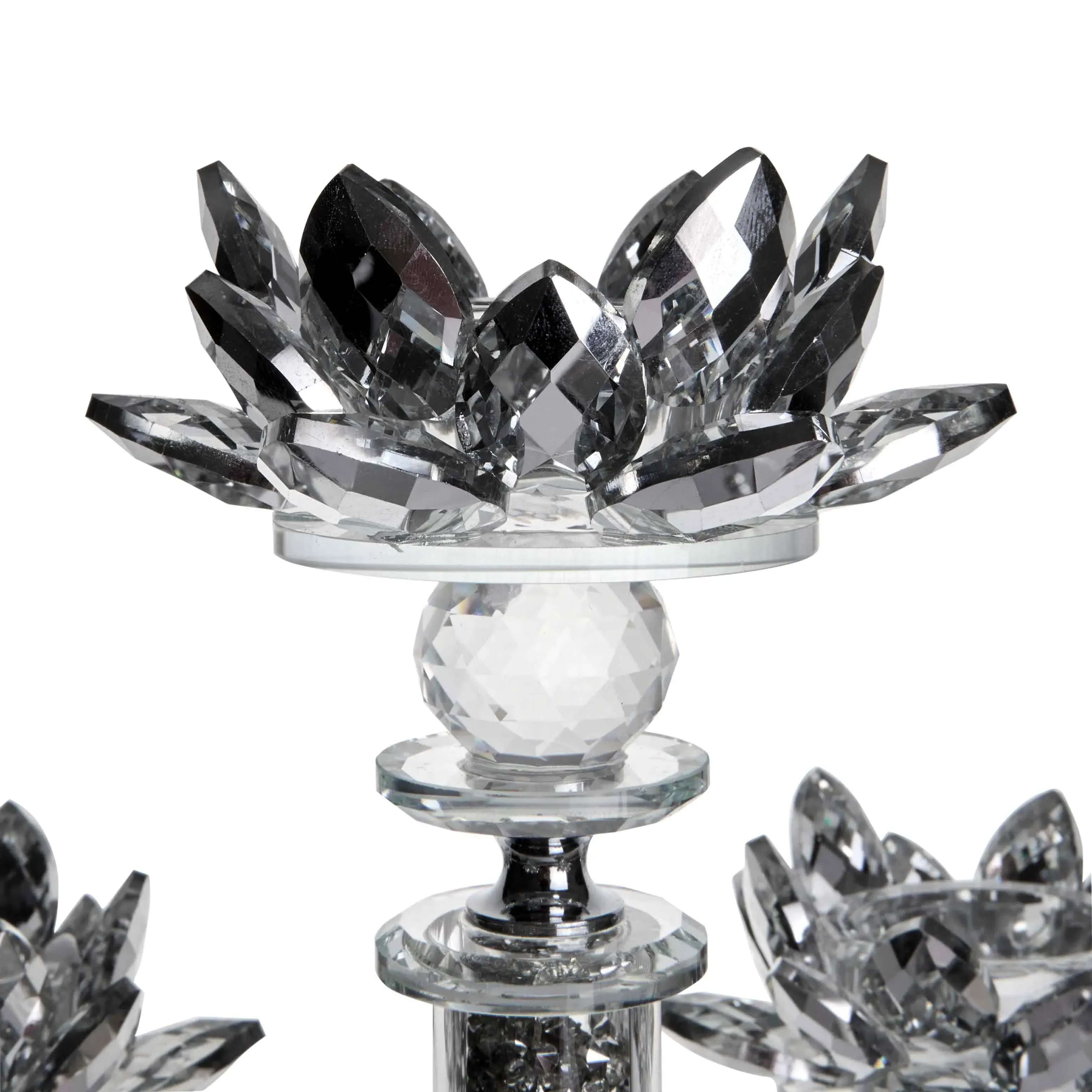 Glass candle holder with glass splinters for 5 candles photo 4