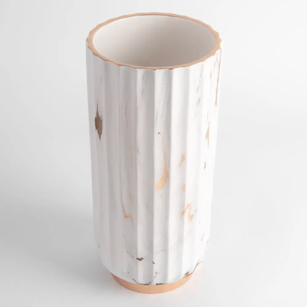 Vaza ceramica "Gold and Ceramic" alb 27x12 photo 2