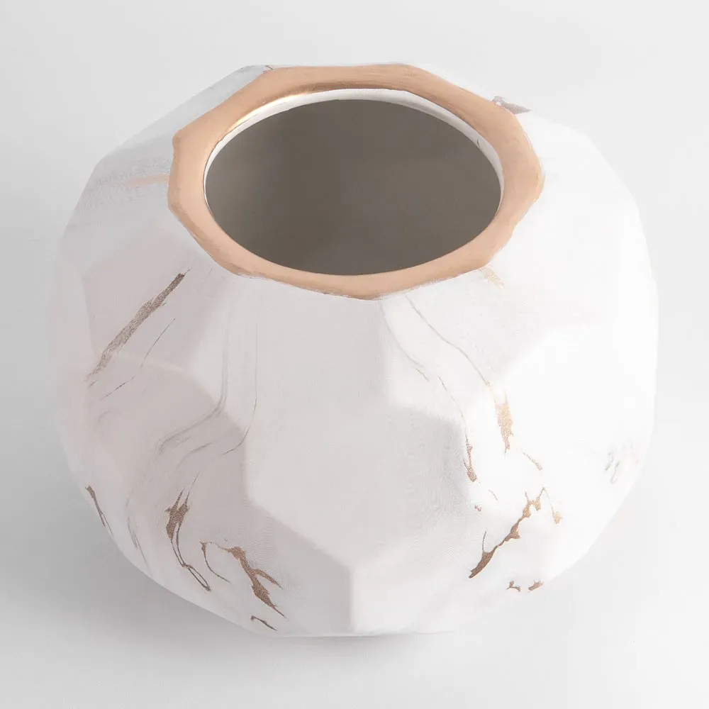Vaza ceramica "Marmor circle" alb 14x9 photo 2