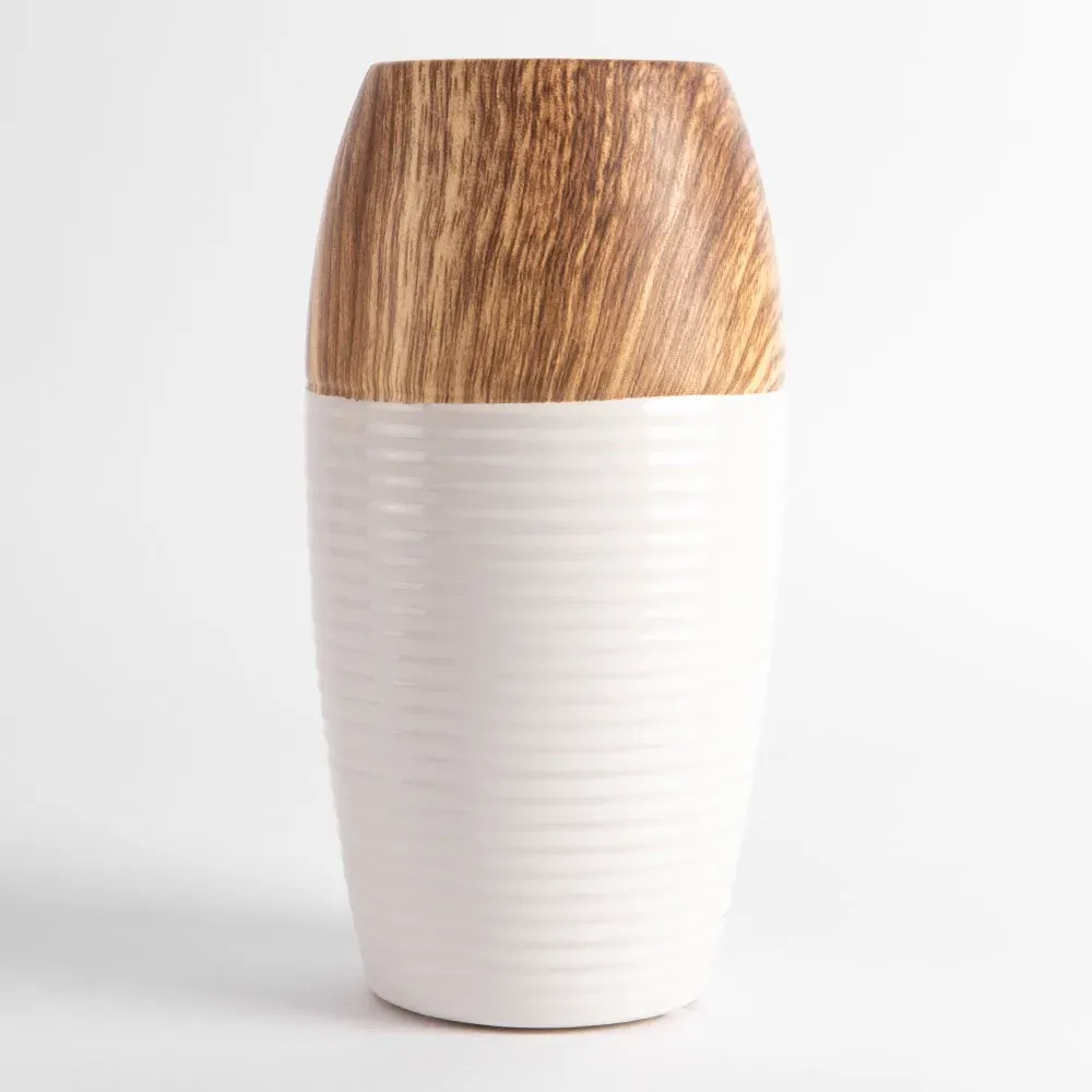 Vaza ceramica "Wood and Ceramic" alb 19x7