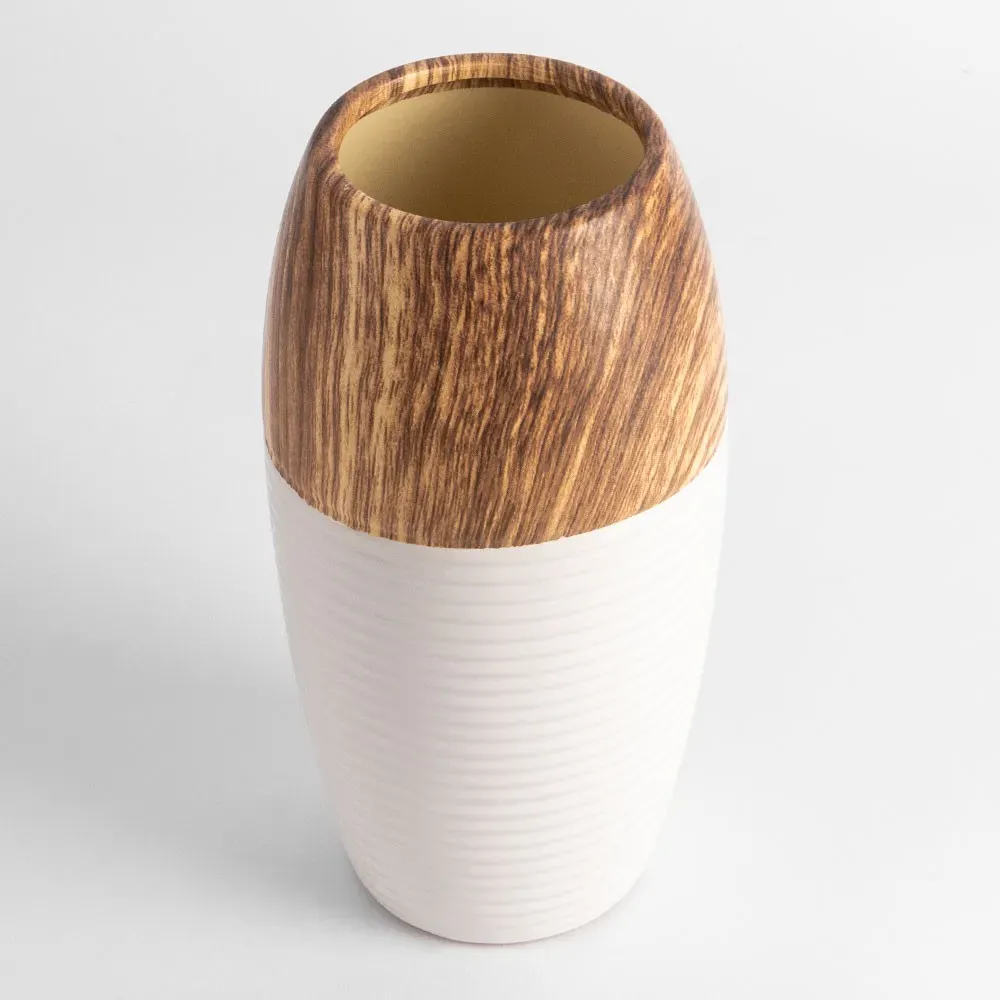 Vaza ceramica "Wood and Ceramic" alb 19x7 photo 2