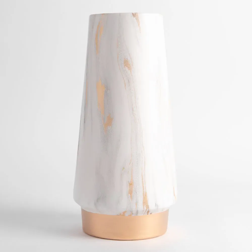 Vaza ceramica "Gold and Ceramic" alb 24x8
