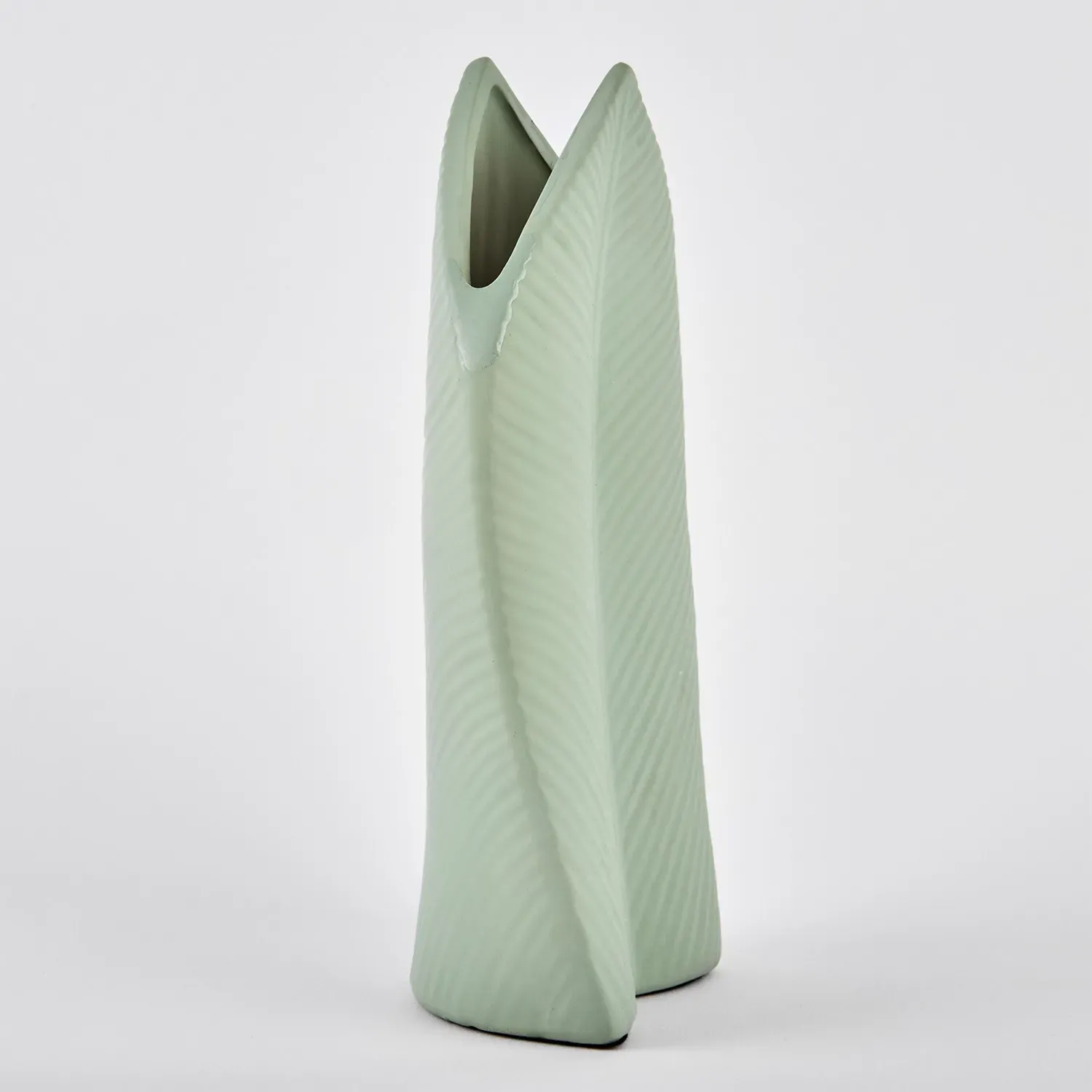 Vaza ceramica "Leaf" verde 20x3 photo 2