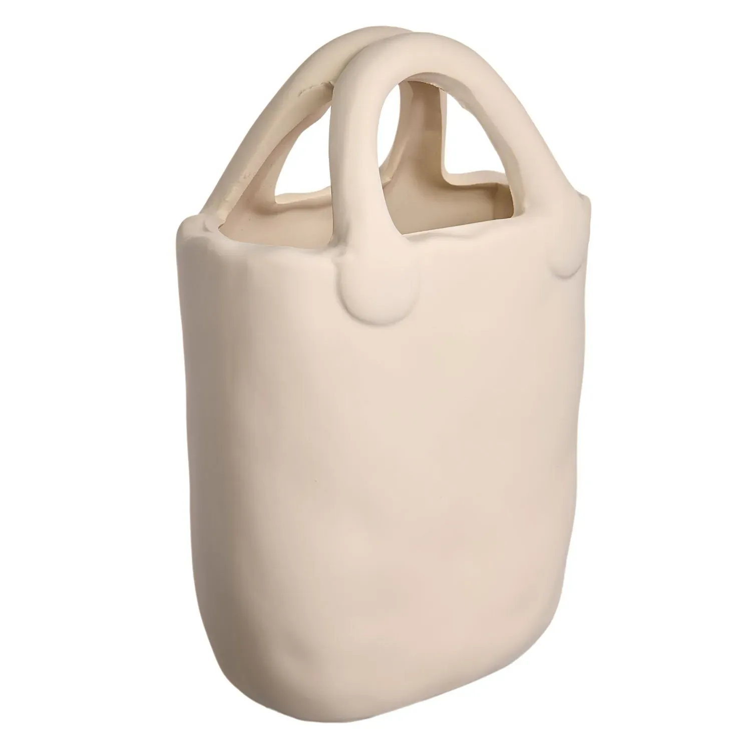 Vaza ceramica "Handbag S" crema 22x14 photo 3