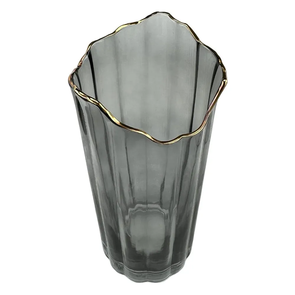 Vaza din sticla "Gold peak M" gri photo 2
