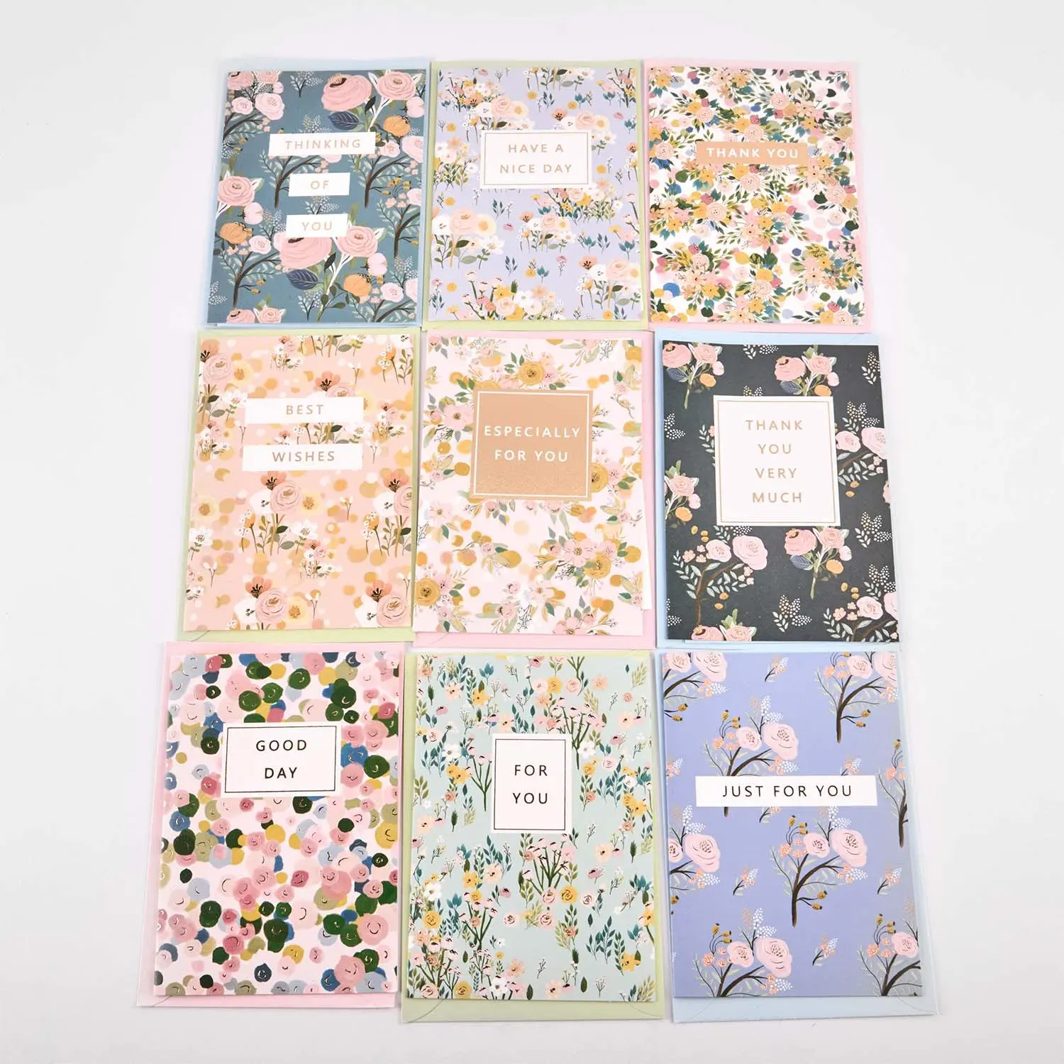 Gift cards with envelope, 18 pcs, 9 designs, 14.5x10.5cm
