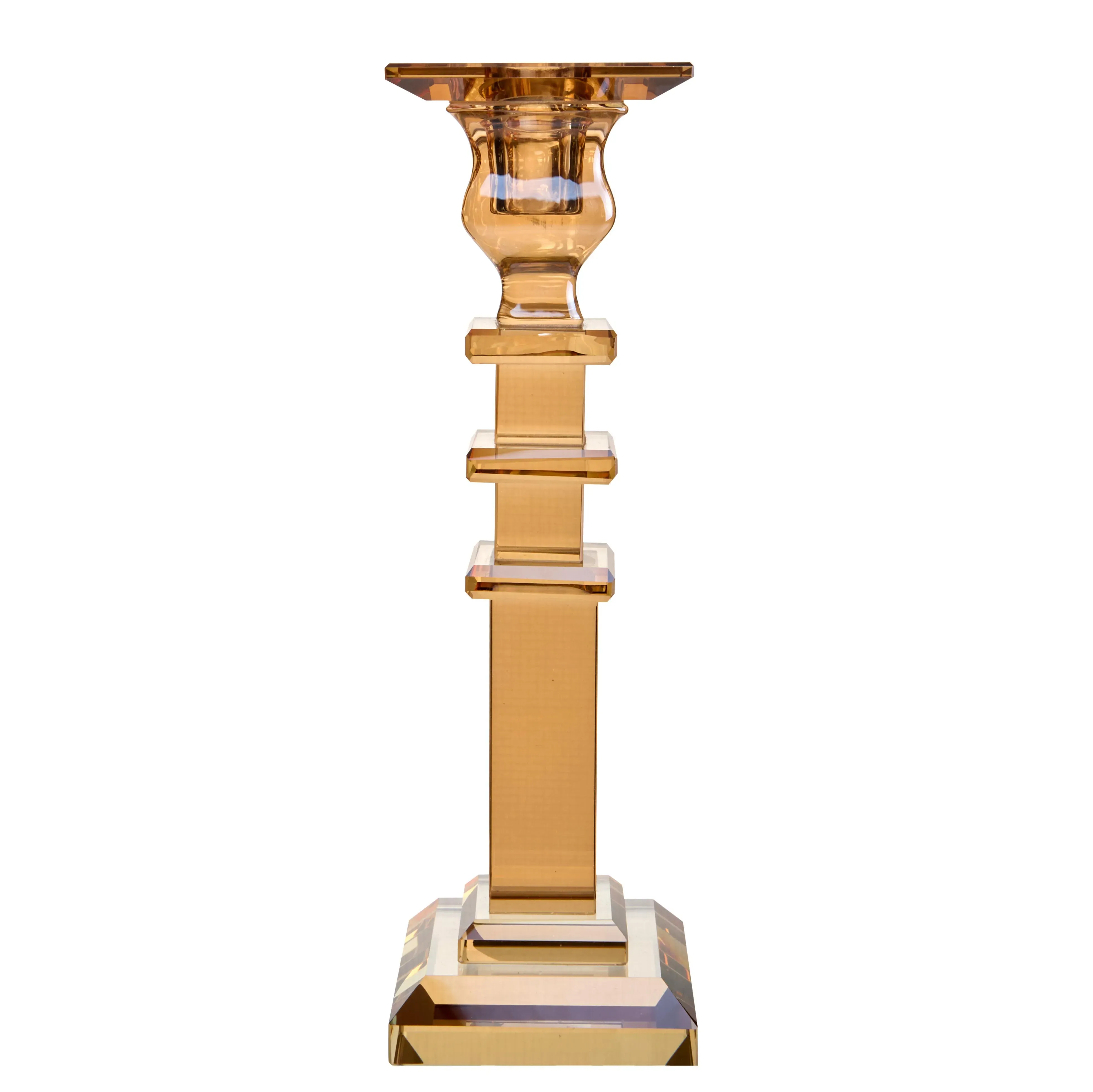 Świecznik na 1 świecę, kolor bursztynowy, 22 cm