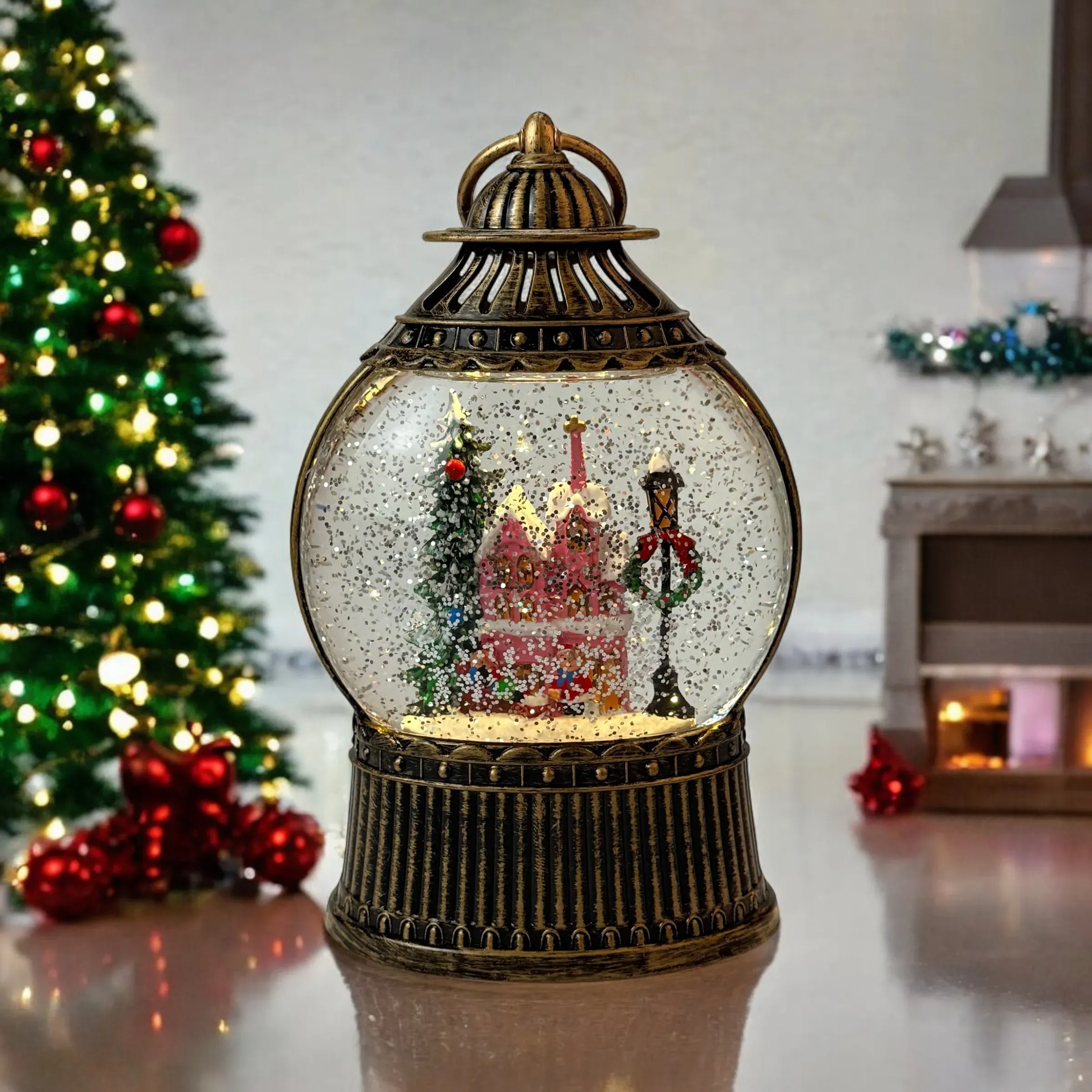 Figurină interactivă „Lampa de Crăciun #2” căderea zăpezii photo 2