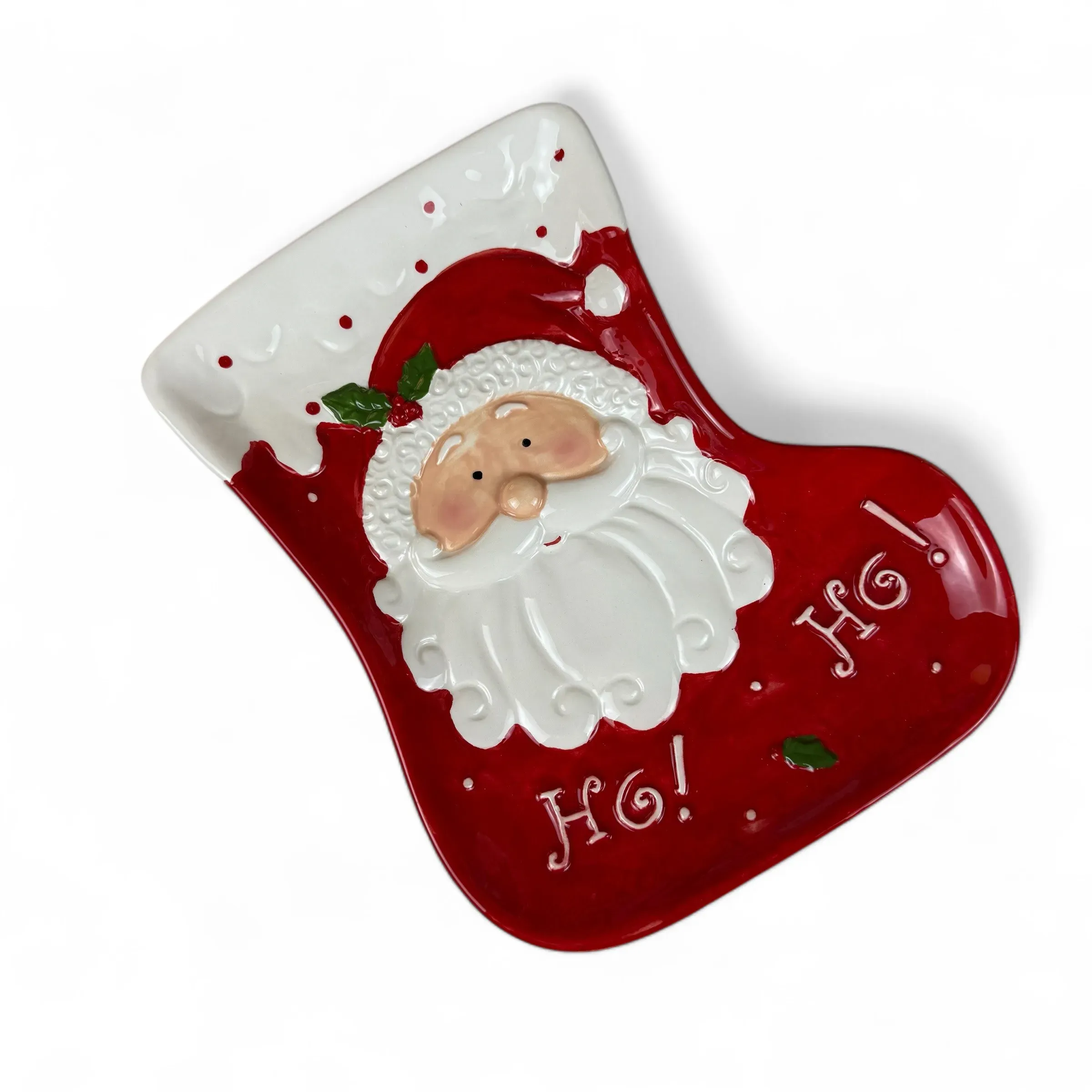 Farfurie in forma de cizma "Ho-ho Santa #1" rosu
