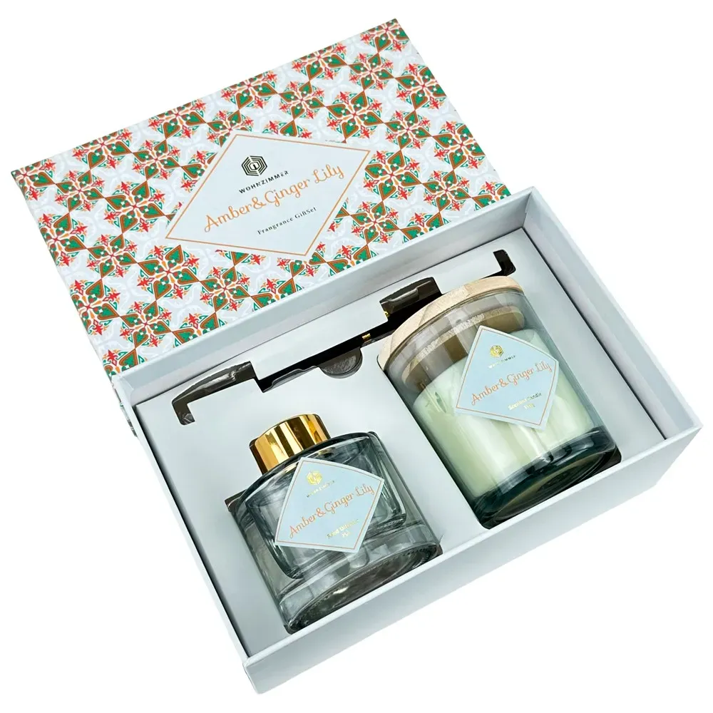 Lumanare parfumata si difuzor de aroma "Radiant" crin ambra-ghimbir