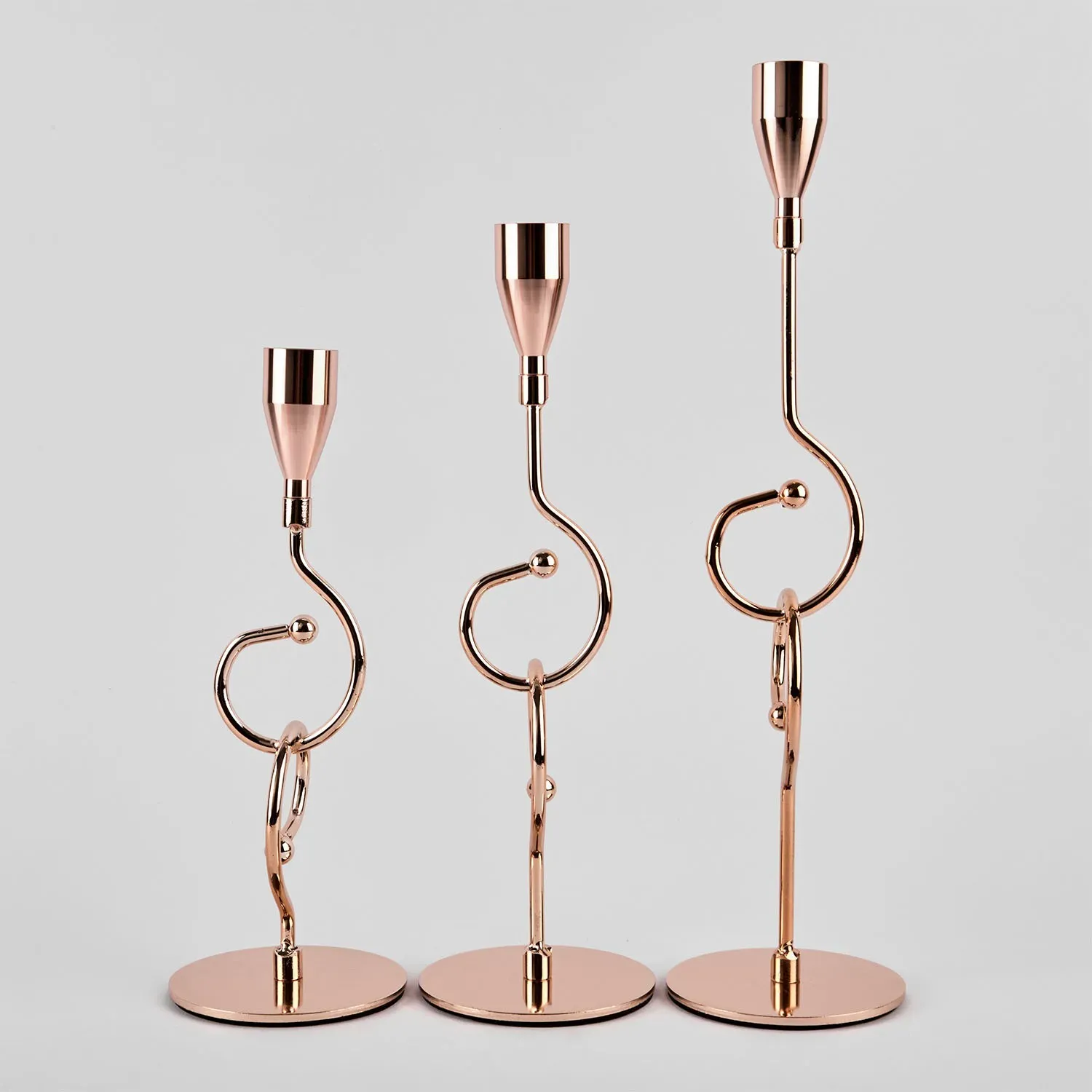 Set of 3 candlesticks "Chain" 30/25/21 gold