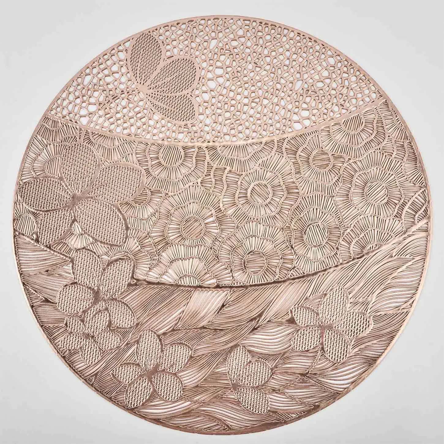 Set of 6 plate holders, PVC, insulating and non-slip, gold, "Nature"