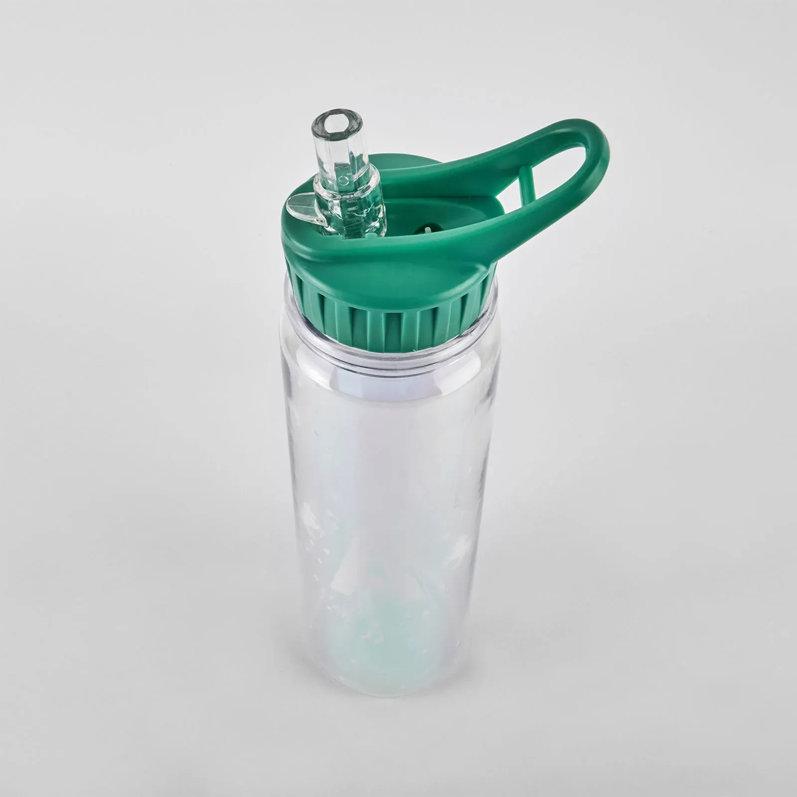 Szívószálas palack, 320 ml, tükör hatású, zöld fedővel photo 2