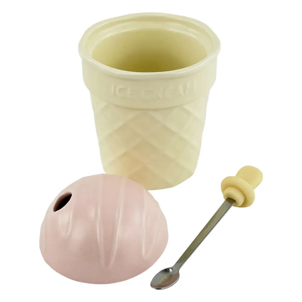 Керамична чаша с розов капак и лъжица "Icecreamy" photo 2