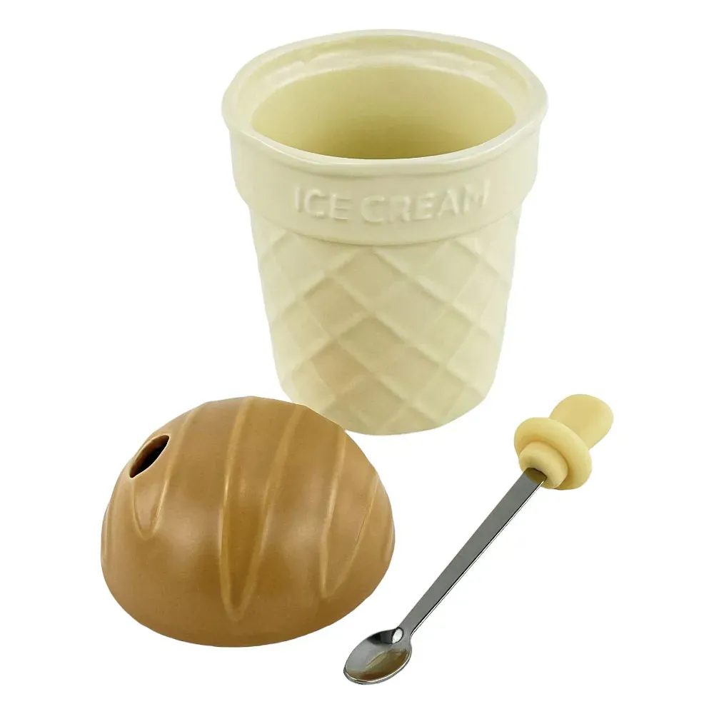 Керамична чаша с кафяв капак и лъжица "Icecreamy" photo 2