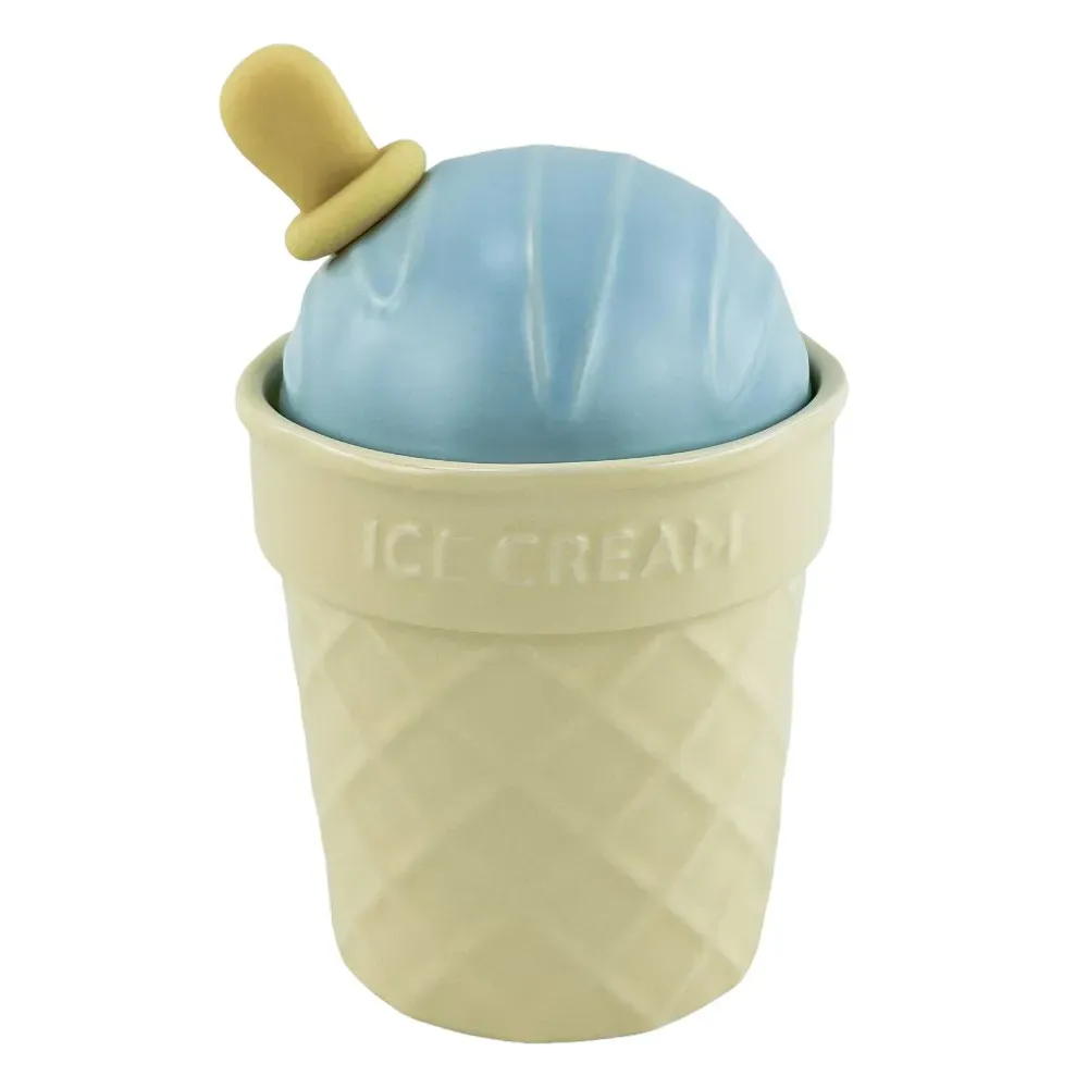 Kerámia bögre kék fedéllel és "Icecreamy" kanállal