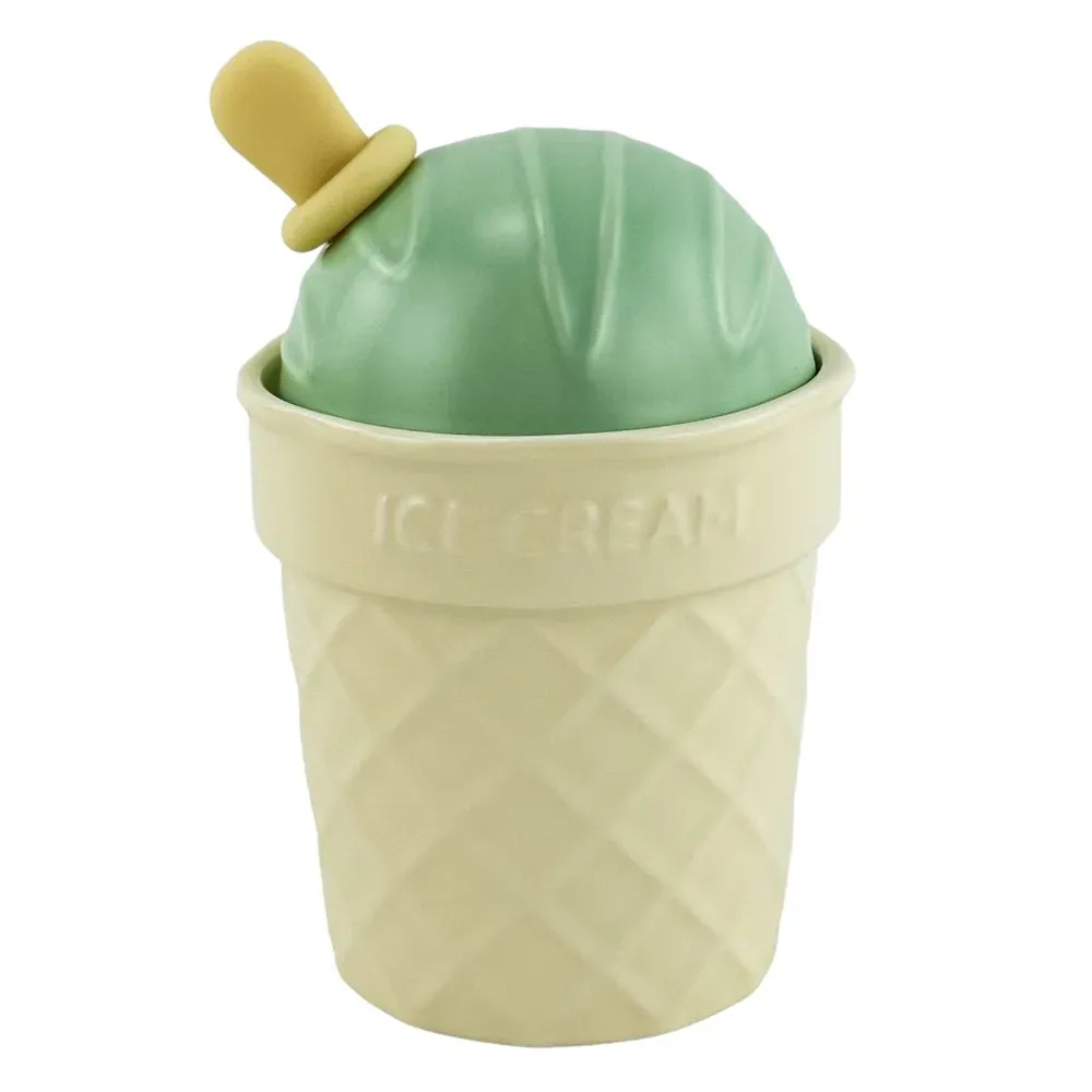 Керамична чаша със зелен капак и лъжица "Icecreamy"