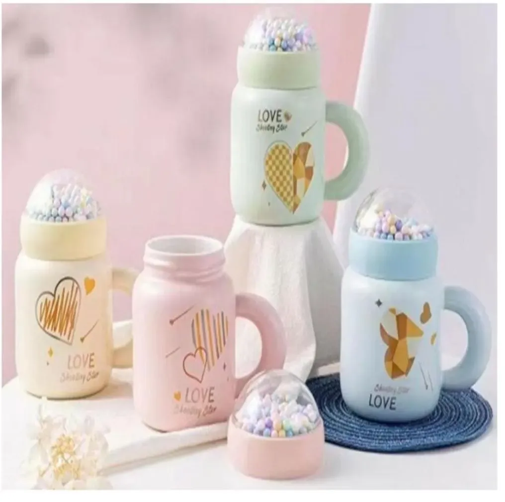 BubbliCup żółty ceramiczny kubek z pokrywką photo 2