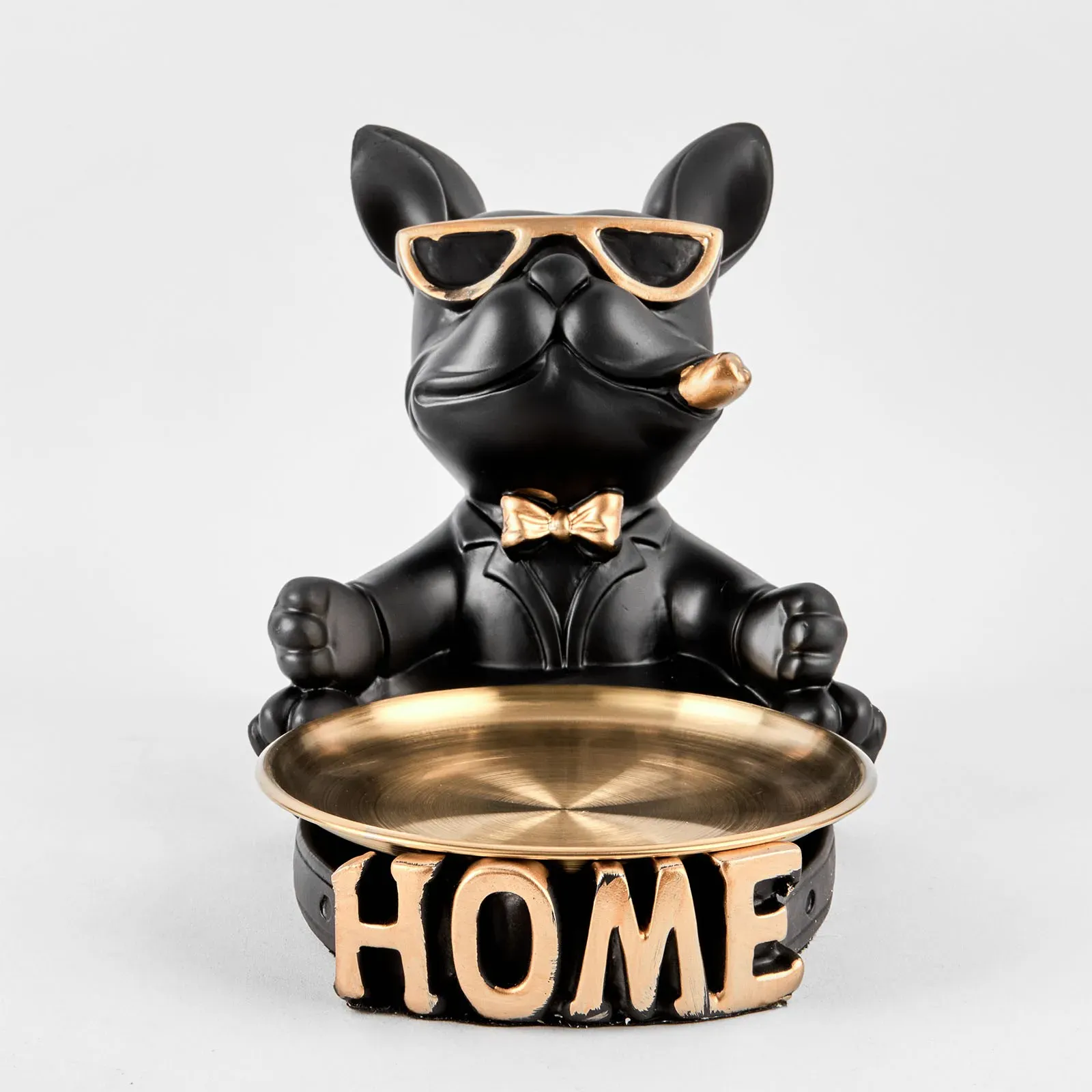 Bulldog negru cu o farfurie pentru obiecte mici "Bulldog #5" 20/24cm