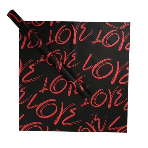 Celofan negru cu inscripția roșie „Love” 58x58 cm #171