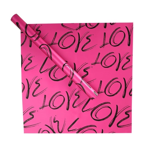Celofan roz cu inscripția neagră „Love” 58x58 cm #021