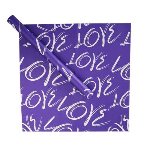 Celofan violet cu inscripția albă „Love” 58x58 cm #232
