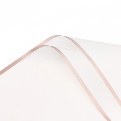 Celofan alb transparent, cu margine de bronz #06