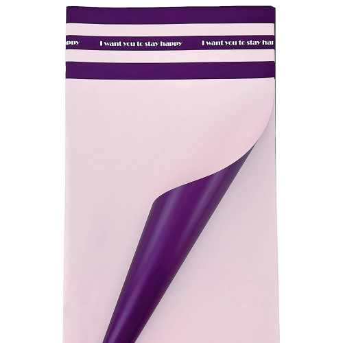Celofan bicolor cu dungi "Stay happy" liliac-violet